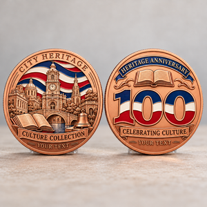 Pièces de monnaie commémoratives personnalisées avec relief en relief pour le 100e anniversaire, cadeaux de musée et collections de souvenirs OEM ODM - Product Image 1