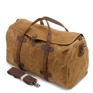 Sac fourre-tout en toile cirée avec logo personnalisé Sac de week-end <span class=keywords><strong>polochon</strong></span> en cuir imperméable de grande capacité à la mode avec sangle en cuir et fermeture éclair - Product Image 3