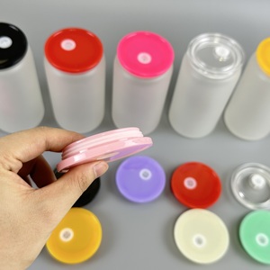 Grosir tutup plastik bebas BPA warna-warni untuk gelas kaleng bir penutup akrilik pengganti tutup Pp untuk 16oz dapat cangkir dengan lubang sedotan - Product Image 4
