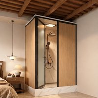Cabine de douche tout-en-un étanche avec base moulée SMC intégrée
