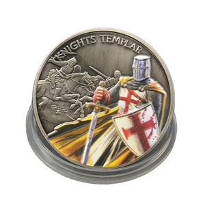 Cavaliere templare antico bronzo moneta commemorativa religione <span class=keywords><strong>giuramento</strong></span> prega sempre croce rossa Souvenir regalo moneta di rame - Product Image 1