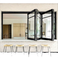 Fenêtre pliante horizontale en alliage d'aluminium à ouverture supérieure, étanche et isolante, pour cuisine et extérieur