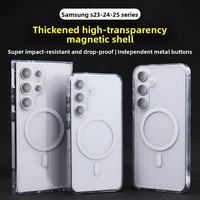 Pour S24 Ultra/S26/S25/S23 Ultra, coque de téléphone portable transparente magnétique à bords doux, design mat en PC+TPU, antichoc, deux en un