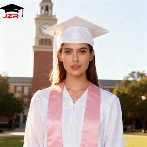 Bonnet de robe de graduation blanc avec étole rose Robe de graduation adulte mat Graduation Toga - Product Image 4