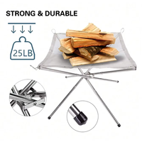 Foyers d'extérieur Support de feu de camp pliant d'extérieur Brûleur de feu en acier inoxydable Support pratique Support de filet de camping pour barbecue