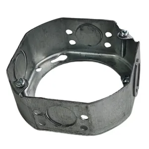 4 in Galvanized Steel Octagon Extension Ring With Ground Screw Drawn 1-1/2 In Deep Electrical Metal Box