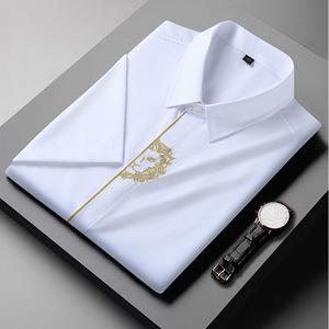 <span class=keywords><strong>Camisa</strong></span> bordada de manga corta de gran tamaño 2023, <span class=keywords><strong>camisa</strong></span> de manga corta holgada informal en blanco y negro para <span class=keywords><strong>hombre</strong></span> - Product Image 3