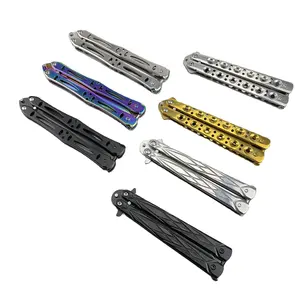 New Style Stainless Steel Butterfly Folding Knife Portable Ornamental Training Tool with Reversible Deformation No Blade