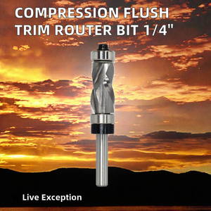 Compression Flush Trim End Mill Top-Bottom Bearing up Down <b>Cut</b> Tungsten Carbide 2 Flutes 60HRC ODM for <b>Wood</b> Trimming-1/4" Shank - Product Image 5