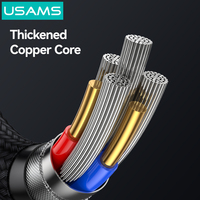 Kabel Data Pengisian Daya Super Cepat USAMS SJ742 Tipe-C ke Tipe-C PD 100W dengan Layar Digital, Bahan Zinc Alloy untuk Ponsel, untuk iPhone 15