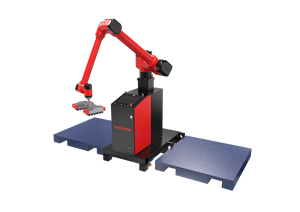 Robot articulado rojo BORUNTE BRTMD195001A de 6 ejes con servomotor, caja de engranajes, rodamientos y base metálica. - Product Image 1