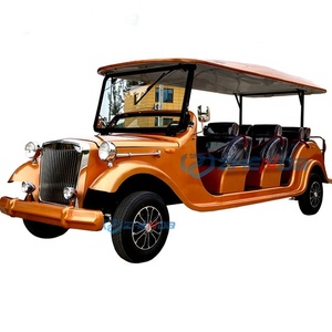 Voiture électrique de tourisme vintage couleur orange personnalisée, 8-11 passagers, toit rigide, véhicule rétro pour visites en zone touristique, station balnéaire, mariage - Product Image 1