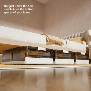 Büyük Kapasiteli Katlanabilir Plastik Saklama Kutusu, Tekerlekli Yatak Altı Düzenleyici, Yatak Odası Giysileri için Yatak Altı Saklama Kutuları - Product Image 5
