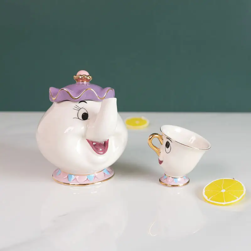 Beauty And The Beast Teapot Archie Ceramic Cup Plate And Saucer Set Painted Porcelain Teapot Teacup Mrs Potters