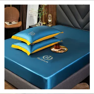 2022 New Design Premium King Ice Silk Mattress Cover and Protector 3 PCS Set with Pillowcases for Home and Hotel