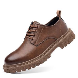 Chaussures décontractées rétro britanniques pour hommes, automne, chaussures en cuir imperméables à semelle épaisse, antidérapantes, respirantes - Product Image 1