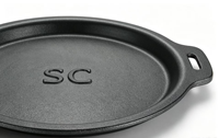 Poêle à rôtir en fonte avec logo SC, base isolante en bois, compatible gaz, durable, pour restaurant, Teppanyaki, barbecue, ustensile de cuisson