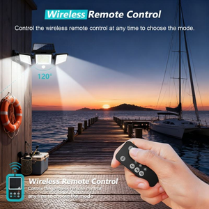 2 Pack Solar Security Wall <b>Lights</b> 2500LM 210 <b>LED</b> 3 Heads <b>Motion</b> <b>Sensor</b> Flood <b>Light</b> Remote Control IP65 Waterproof for Garden - Product Image 3