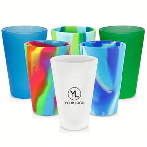 Gobelet à boisson incassable de 16 oz avec logo personnalisé, tasse à bière réutilisable, verre à bière droit en silicone pour événements - Product Image 1
