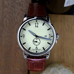 Stainless Steel Business Watch Men's 43mm <b>Square</b> 13mm Thick Fashion Quartz Movement Genuine Leather Strap Pointer - Product Image 2
