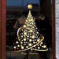 Autocollants de fenêtre de Noël personnalisés en PVC imperméable réutilisable, impression UV, décorations festives dorées, taille personnalisée