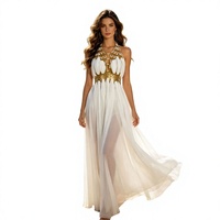 Robe longue sexy à décolleté plongeant, découpes à anneaux métalliques, col licou, taille haute, pour l'été, style fête, pour le commerce électronique transfrontalier Europe-Amérique