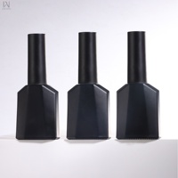 Échantillon Gratuit – Flacons en Verre Vides de 10 ml pour Vernis à Ongles Gel, Noir Mat Luxe, Forme Irrégulière, avec Pinceau et Couvercle – OEM/ODM