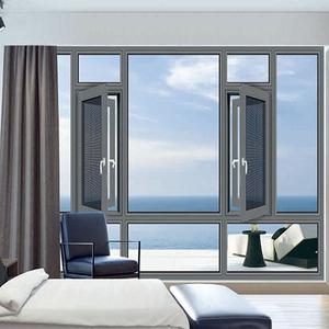 Fenêtre à battant moderne en alliage d'aluminium, best-seller, avec isolation thermique, verre trempé et moustiquaire en acier inoxydable pour maisons résidentielles - Product Image 3