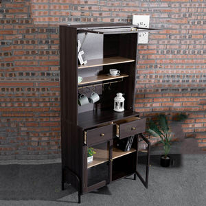 Современный Классический роскошный черный шкаф-буфет комплект элегантный дисплей высокий дизайн антикварные обеденные шкафы из деревянного материала - Product Image 5