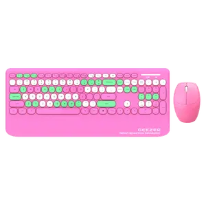 GEEZER Set Keyboard dan Mouse Retro Punk, harga pabrik penutup kunci bulat Keyboard kombo