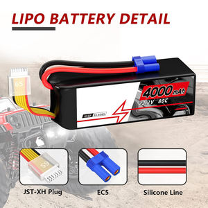 Batería Lipo 22.2V 6S 4000mAh 80C con Conector EC5, Carcasa Flexible, para Dron de Carreras Clase X, 70x8x90MM, Quadcopter RC - Product Image 2
