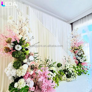 LEDA Weddings & Events Supplies New Arrival Modern White Wavy Metal Curtain Arch <b>Backdrop</b> - Product Image 1