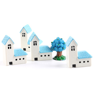 Adorno de Micropaisaje con Forma de Castillo, Iglesia y Musgo, <span class=keywords><strong>Casa</strong></span> de Estilo Mediterráneo, Artesanía Decorativa - Product Image 6