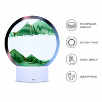 Lampe de table ronde à peinture sable, veilleuse LED colorée avec interrupteur tactile en verre, décoration de chevet, cadeau de Noël, vente en gros OEM