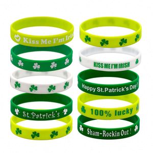 Pulsera de Silicona para el Día de San Patricio, Pulsera de Goma con Trébol de la Suerte Verde, Regalo para Fiestas - Product Image 6