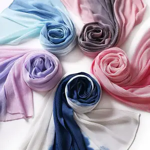 Sciarpa pieghettata in chiffon all'ingrosso moda ombre chiffon hijab scialli stampa scialle tie-dye sciarpe hijab