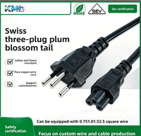 Câble d'alimentation à trois broches de type gaufre, prise homologuée VDE, matériau PVC ignifuge - Câble adaptateur standard pour