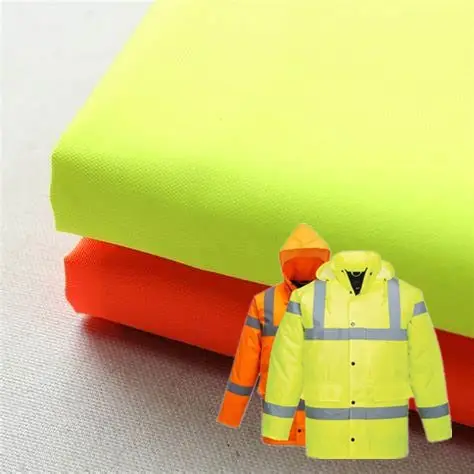 300D Oxford-Stoff mit milchig pu-beschichtetem wasserdichtem fluor zieren dem orange/gelbem Stoff für Warn schutz uniform