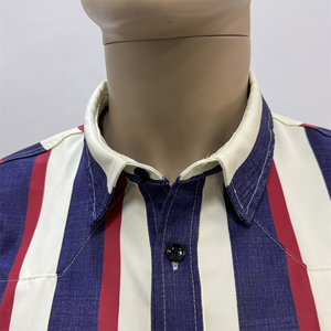 <span class=keywords><strong>Camicia</strong></span> da <span class=keywords><strong>uomo</strong></span> <span class=keywords><strong>con</strong></span> colletto ribassato Casual a righe stile Cowboy occidentale a maniche lunghe - Product Image 6