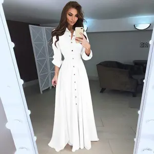 Woman Jeans Shorts 2022 New Arrivals Button Dress Shirt Long Sleeve Maxi Shirt Dresses Women Casual