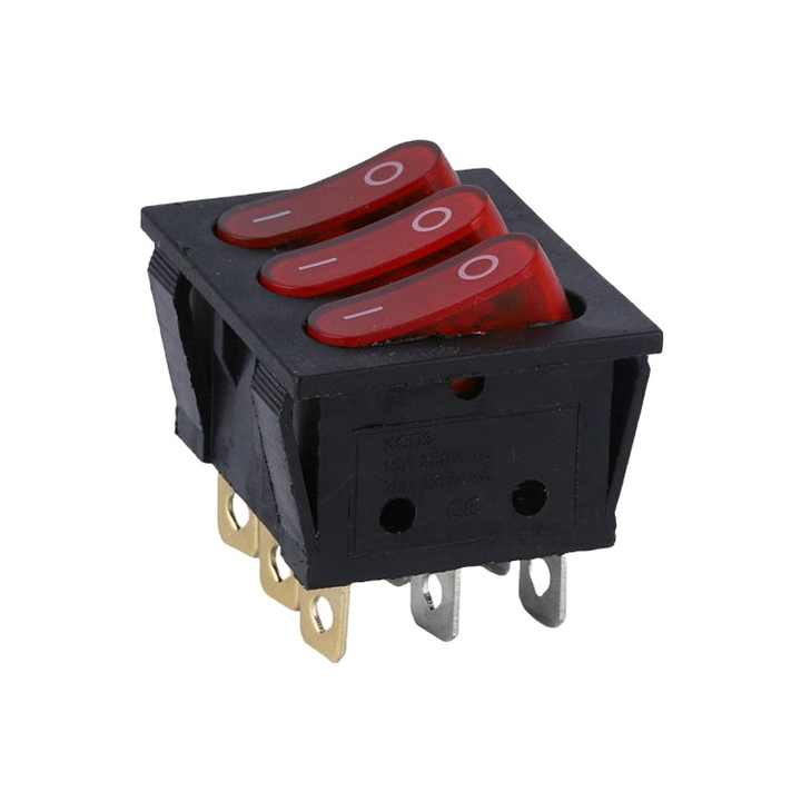 Factory Price KCD2 Series 3 Gang 9 Pin ON-OFF 16A 250VAC 20A 125VAC Red ...