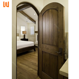 WANJIA качели дизайн из массива дерева арочные двери межкомнатные двери дома круглые деревянные двери - Product Image 1