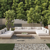 Sofa de jardin en teck de luxe moderne personnalisable patio ensemble sectionnel en bois pour cour hôtels parcs villas mobilier d'extérieur design