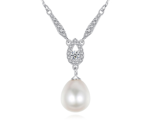 Collares con colgante de perlas de agua dulce chapados en oro de 18 quilates y plata de ley S925 para mujer, venta al por mayor de fábrica de joyería. - Product Image 1