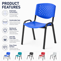 Chaise d'entraînement empilable en plastique avec structure en acier pour bureau, réunion, conférence, salle de classe