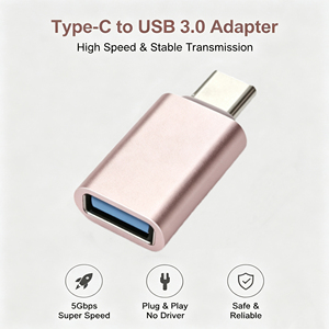 อะแดปเตอร์ USB เป็น USB C ความเร็ว 5Gbps USB 3.0 OTG สีโรสโกลด์ อะลูมิเนียม ตัวแปลง Type C แบบเสียบใช้งานได้ทันที สำหรับ <span class=keywords><strong>iPhone</strong></span> 16 Samsung iPad Galaxy แล็ปท็อป - Product Image 1
