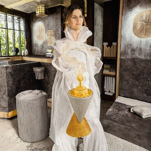 Geometric Aesthetics Dual-<b>Cone</b> Glitter Arabic Religious Eco-Friendly Tibetan <b>Incense</b> Resin <b>Incense</b> Burner Mubkhar Summer Scent - Product Image 3