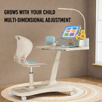 Ensemble de bureau et chaise d'étude mobiles réglables en hauteur pour enfants, table d'écriture en plastique, mobilier d'apprentissage pour la maison et l'école