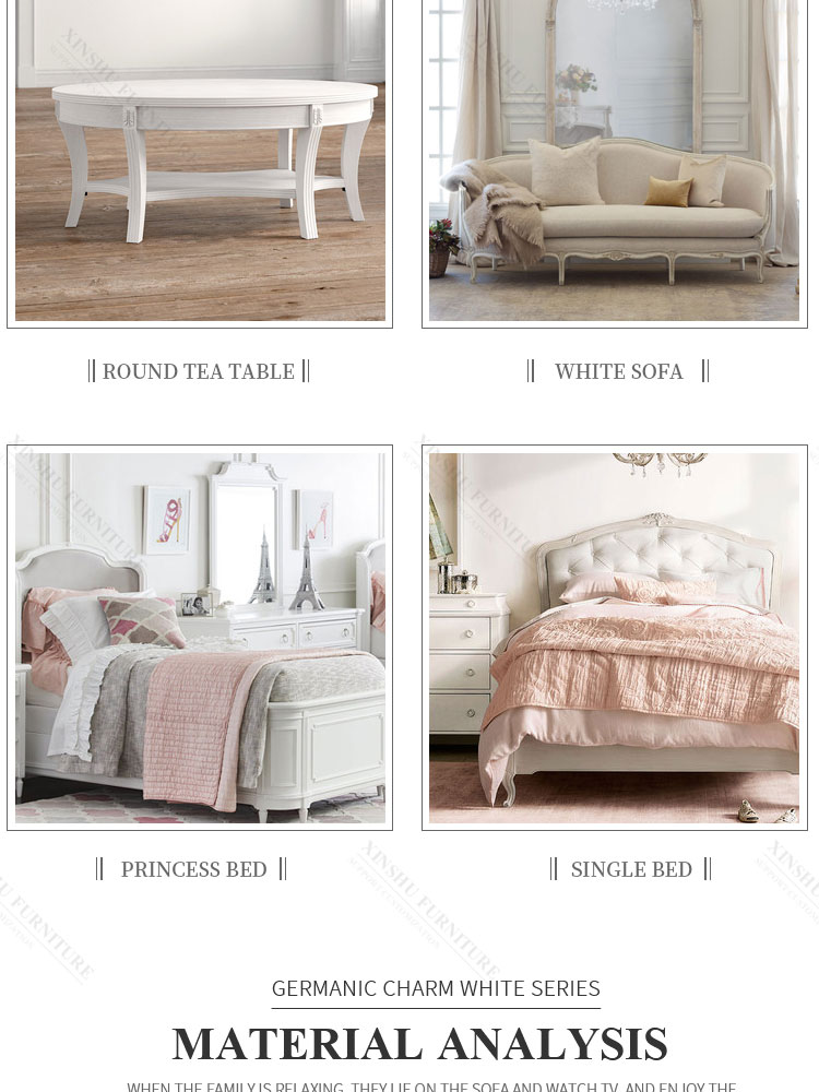 high quality american solid wood frame cotton linen double bed vintage bedroom large solid wood bed