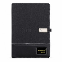 Carnet de notes A5 à couverture rigide en cuir, personnalisable avec logo, avec batterie externe et chargeur USB – Offre Spéciale